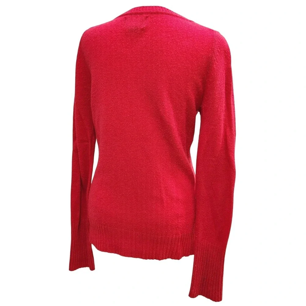 American Eagle Pink Preppy V-Neck Sweater Long Sleeve Knit Women‎ Medium